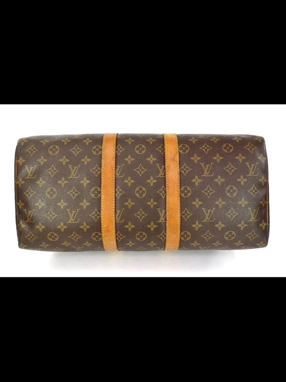 Louis Vuitton Brown Monogram Canvas Duffle with Tan Leather Trim